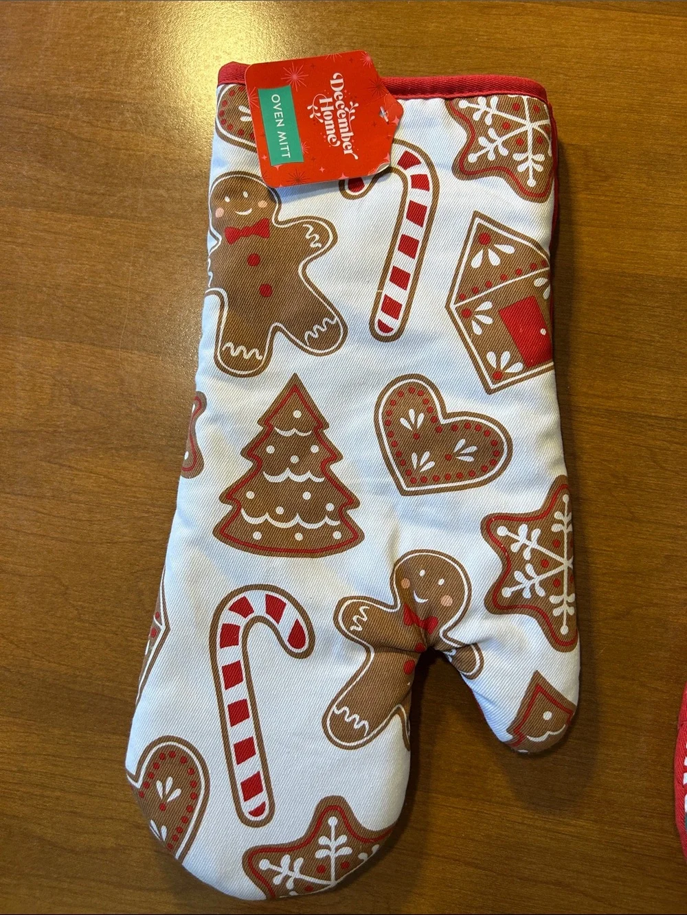 Holiday Oven Mitts - Gingerbread & Peppermint Designs, Red/Green